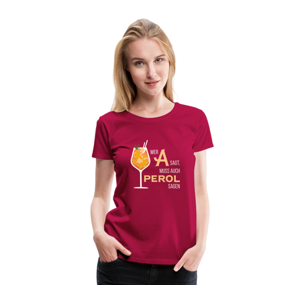 Frauen Premium T-Shirt Aperol - dunkles Pink